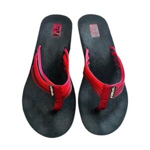 Teva Wedge Size‎ 6 Flip Flop Sandals Black Red Platform Women